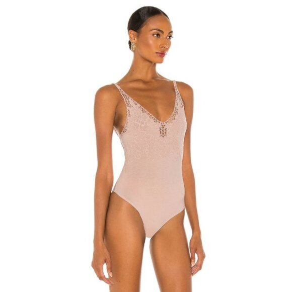NWT Free People pink embroidered cotton blend thong bodysuit, S - Picture 3 of 8